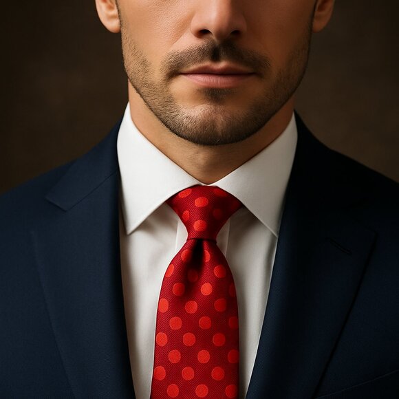 Ted Baker London Red Polka Dot Silk Necktie - Picture 1 of 8